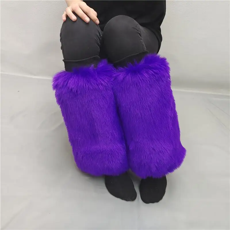 Women Faux Fur Leg Warmers Women Fall Leggings Boots Stocking Girls Lolita Punk Boot Cover Harajuku Fur Foot Warming Cosplay