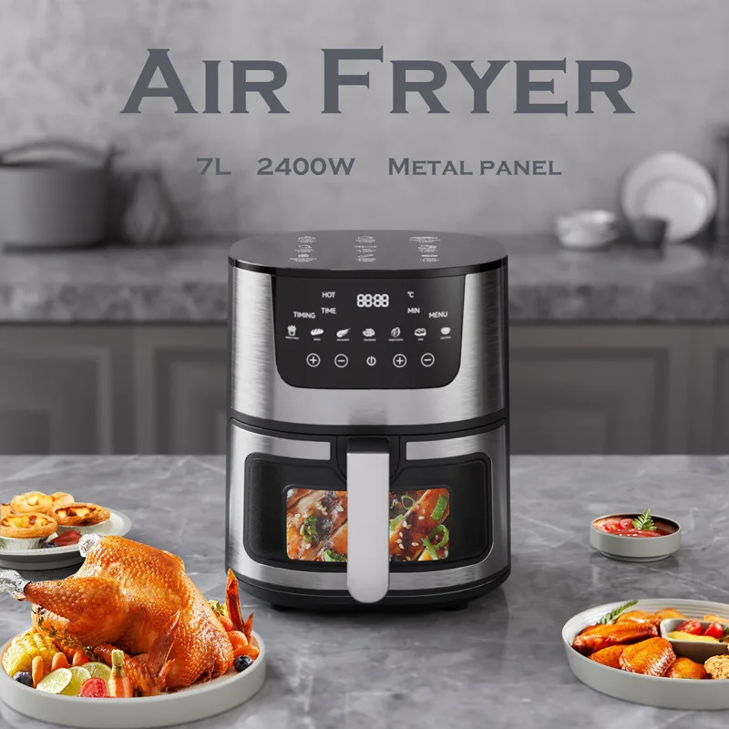 Oil-free air fryer Household appliances Intelligent large capacity automatic multi-function chip machine Touch screen