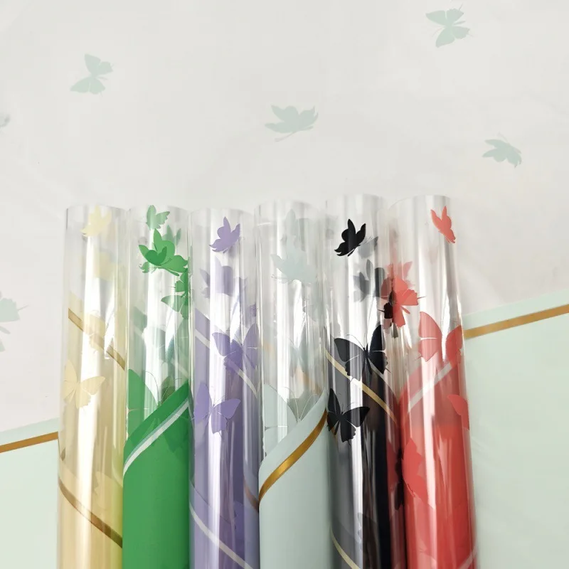 Waterproof Flower Wrapping Paper with Butterfly Pattern Floral Bouquet Packaging Paper for Wedding Gift DIY Craft Paper