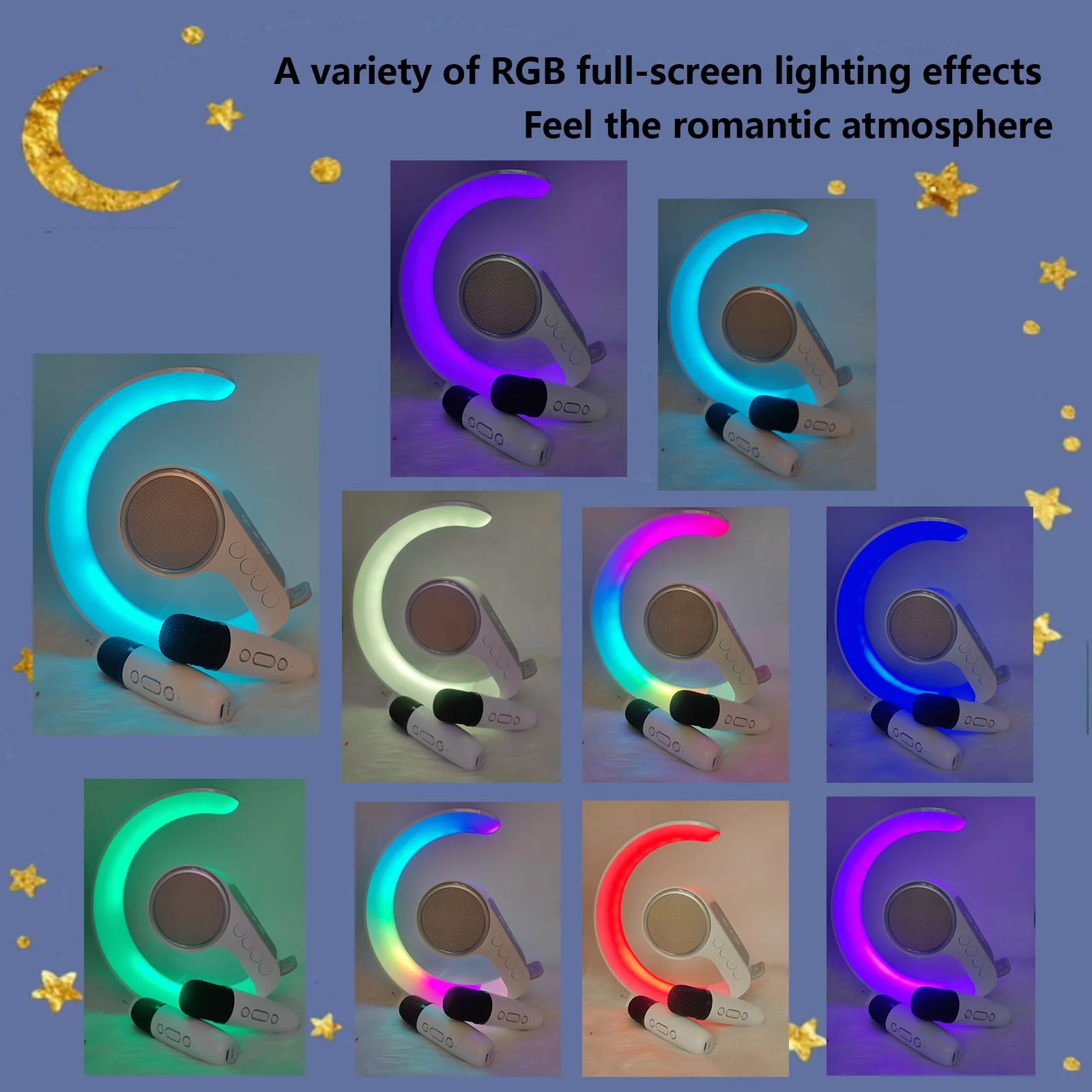 Ночной свет Беспроводное зарядное устройство с будильником RGB light 5 в 1 портативный беспроводной динамик умная прикроватная Настольная лампа микрофоном