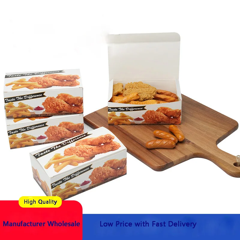 Custom Hamburger Packaging Box To-go cardboard food boxes French Fries and Fired Chicken Paper Boxes for Fast Food Packaging