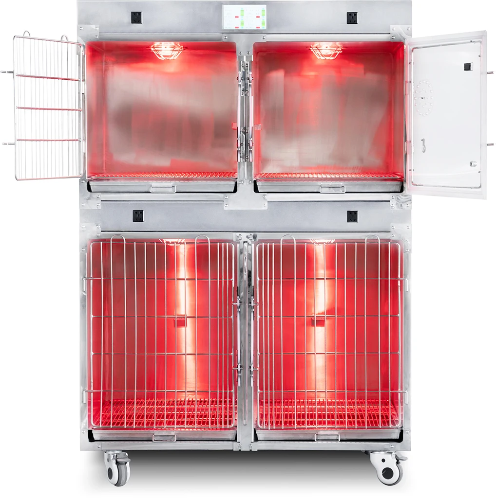 Stainless steel veterinary dog cat small animal oxygen  infrared physical therapy cage for Pet hospital clinic