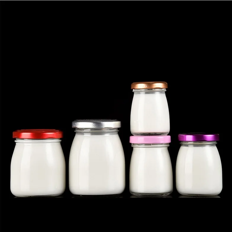 wholesale 100 ml 150ml 200ml glass pudding bottle mini glass jar for milk yoghurt jam