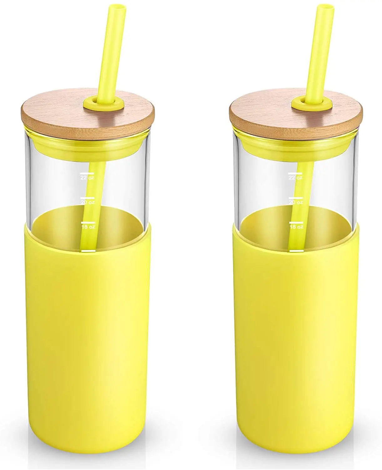 Glass Tumbler Glass Water Bottle Straw Silicone Protective Sleeve Bamboo Lid BPA Free Baby Silicone Sippy Cups with Straw