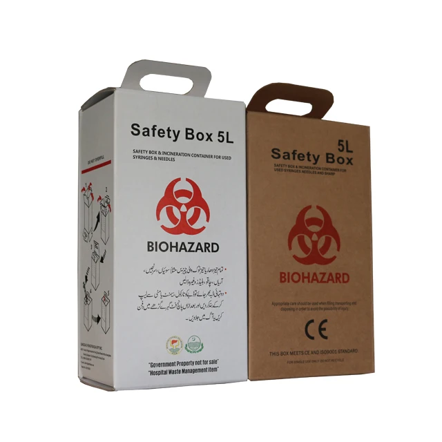 5L 10L Cardboard Medical Safety box For Collecting Needles And Syringe