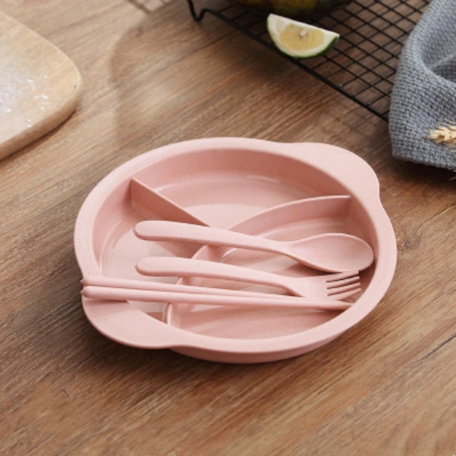 Food Grade Green Healthy Wheat Straw Plate With Divided Parts Dinnerware Eco Friendly Material Wheat Straw Plates