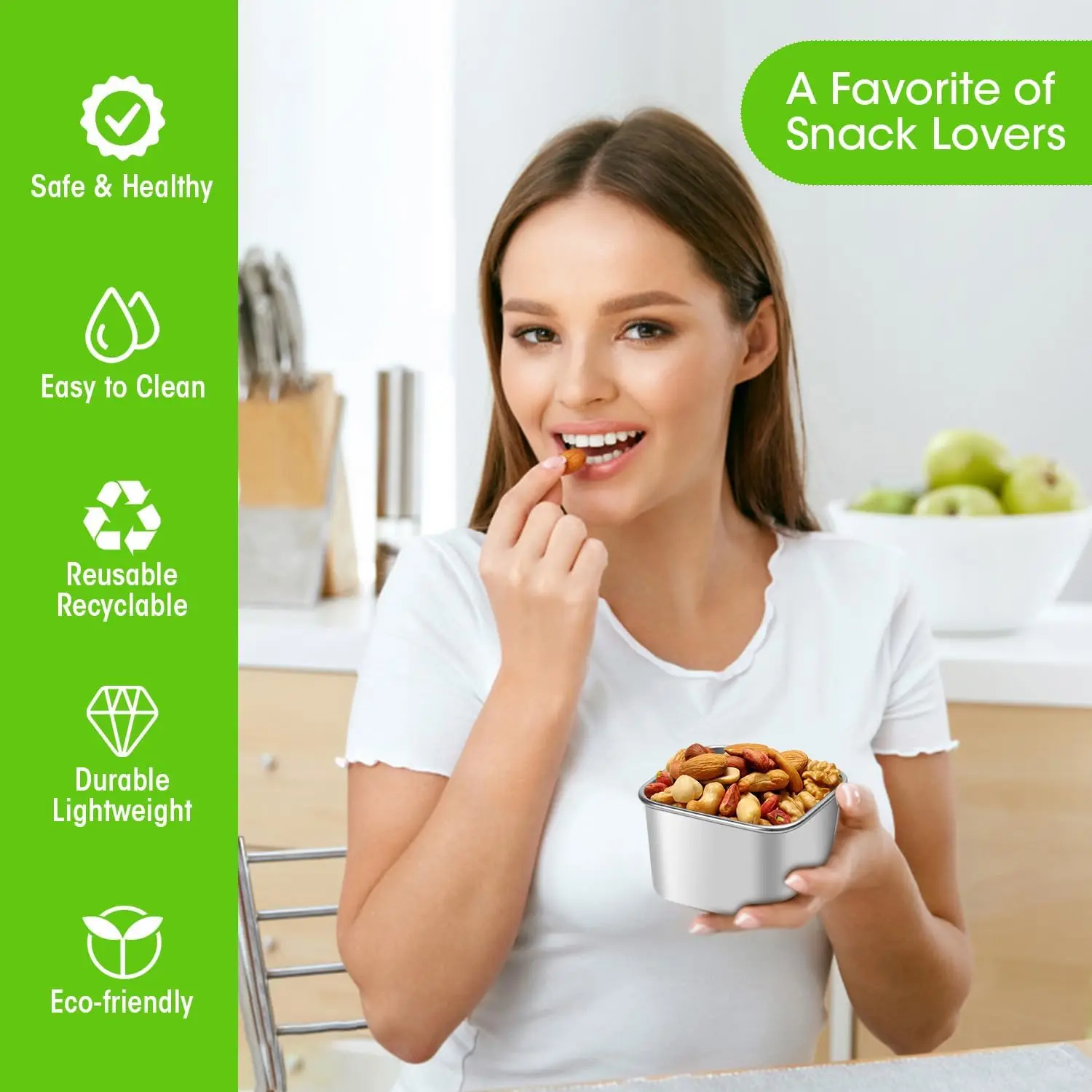 6 Oz Stainless Steel Snack Containers Small Metal Food Storage Container with Silicone Lids