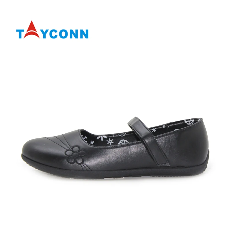 
PVC injection outsole kids black mary jane flat leather dress school shoes girls 