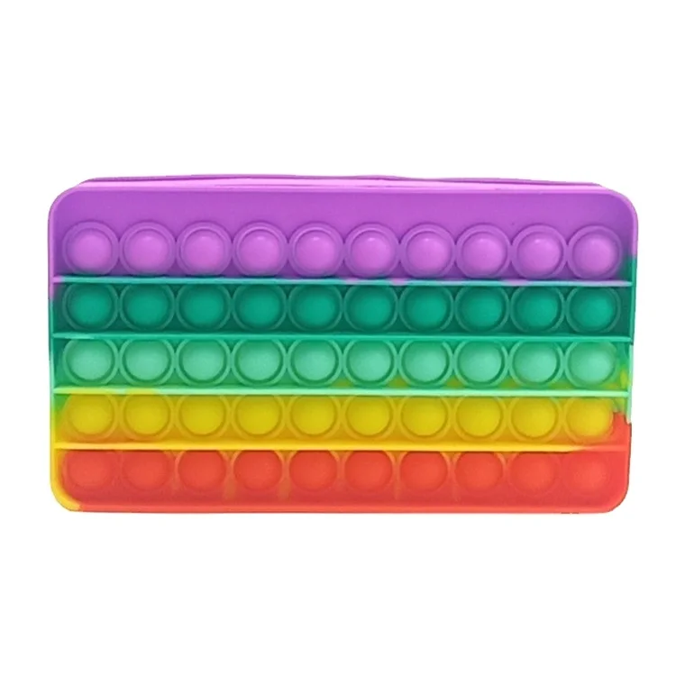  New Pressure Relief Pen Storage Bag Push Bubble Pencil Bags School Supplies Rainbow Silicone Simple Cute Case for