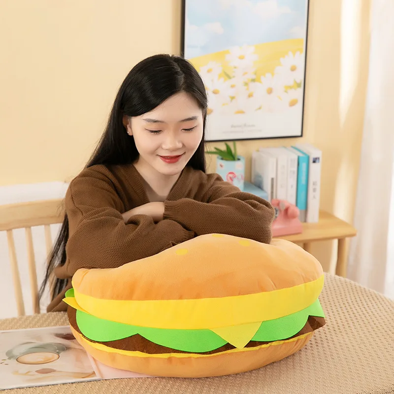 High Qualitycartoon Simulation Plush Toy Large Hamburg Plush Pillow Cushion Creative Snack Ornaments Dolls