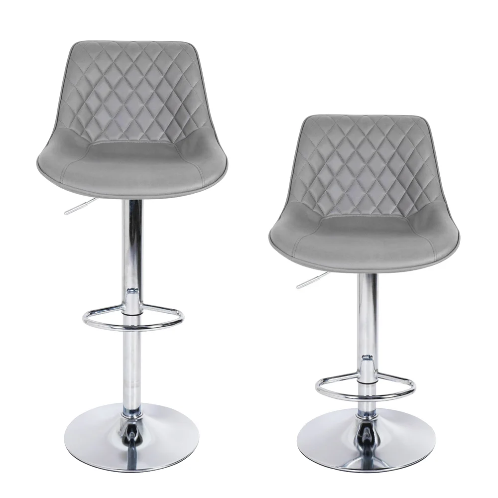Set of 2 Modern Bar Stools Adjustable Swivel Chair for Kitchen Counter Pub Cafe