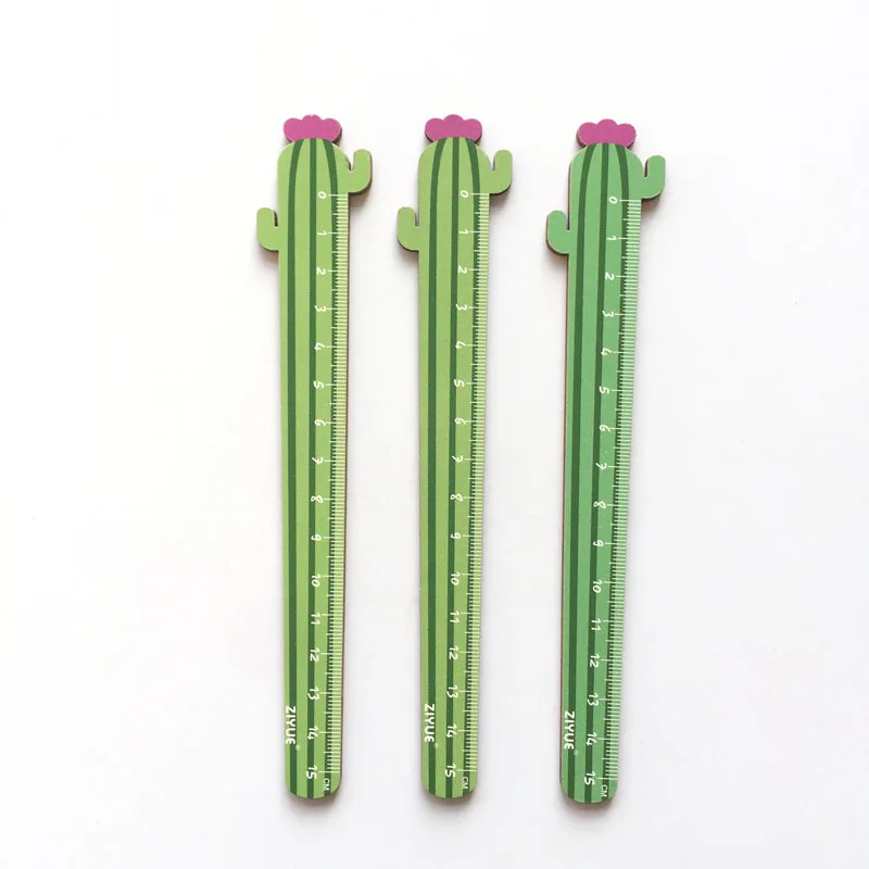 Creative Cactus Shaped Wooden Ruler Student Stationery Measuring Ruler Drawing Stationery Wholesale