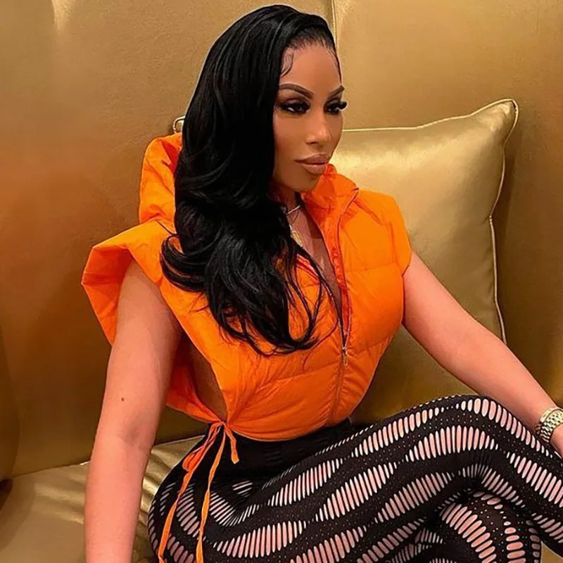 Hot Sale Puff jacket Womens Vest Outerwear Cotton Padded Zipper Ladies Hooded Jacket Custom Puffer Reversible Cropped Vest