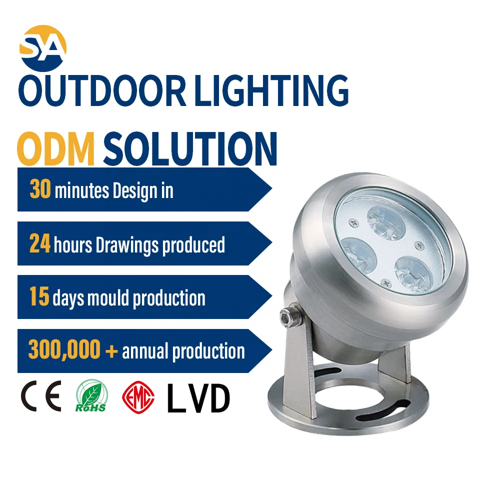 SYA-405 LED Underwater Waterproof Swimming Luminaire Pool Lighting RGB Light 12V RGB For Extreme Sports Wall Mounted