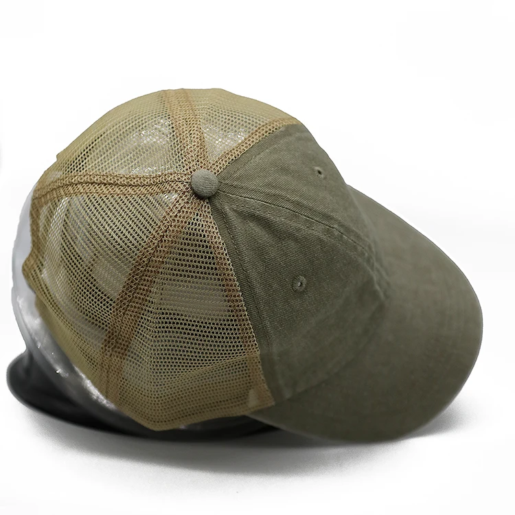 2023 High quality washed trucker cap unstructured cotton mesh back hat pigment dyed hat metal buckle sports cap for sale