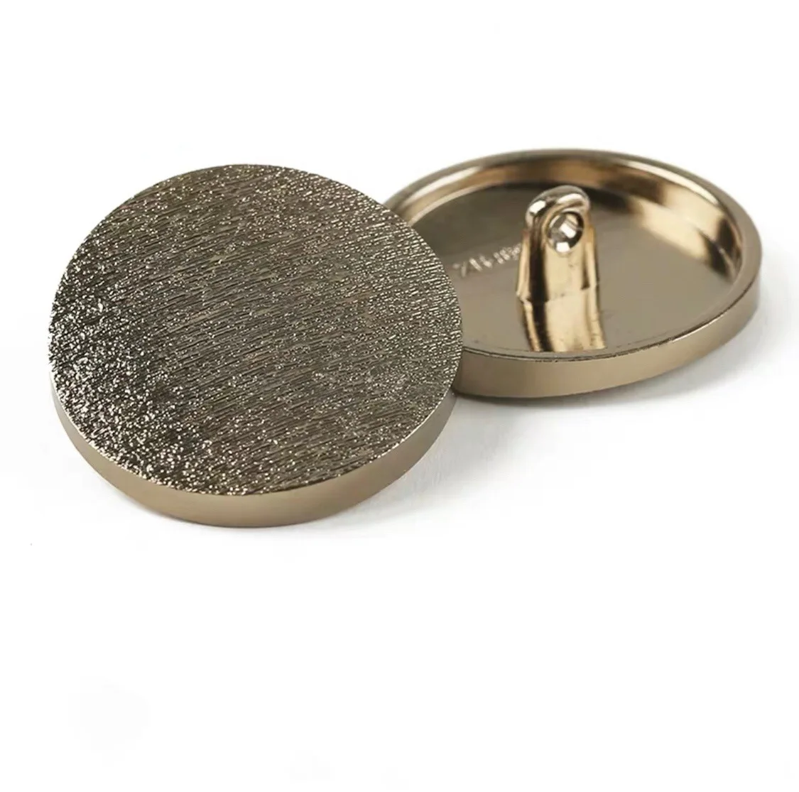High Quality Engraved Gold Metal Dome Shank Button with Custom Brand Logo round Shape for Hand Sewing on Denim Clothing