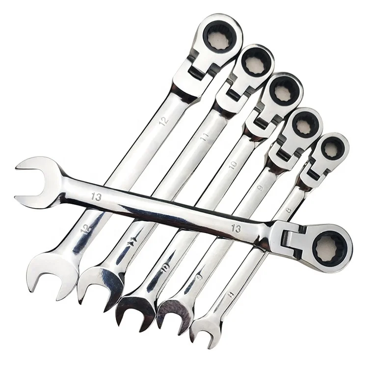 12-Piece Dual Ends Flexible Head Ratchet Wrench Spanner180 Degree Rotation Torque Wrench Set