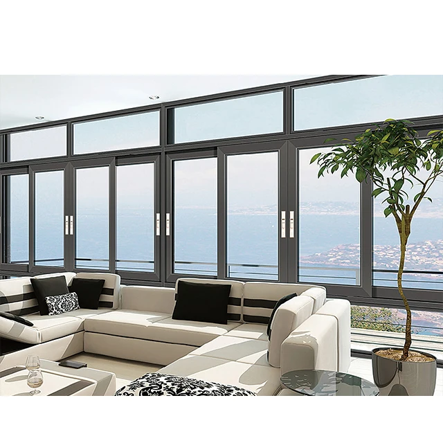 New Design Customized Design High Security Antitheft Window Net Balcony Aluminum Sliding Window 3 Tracks Sliding Glass Window