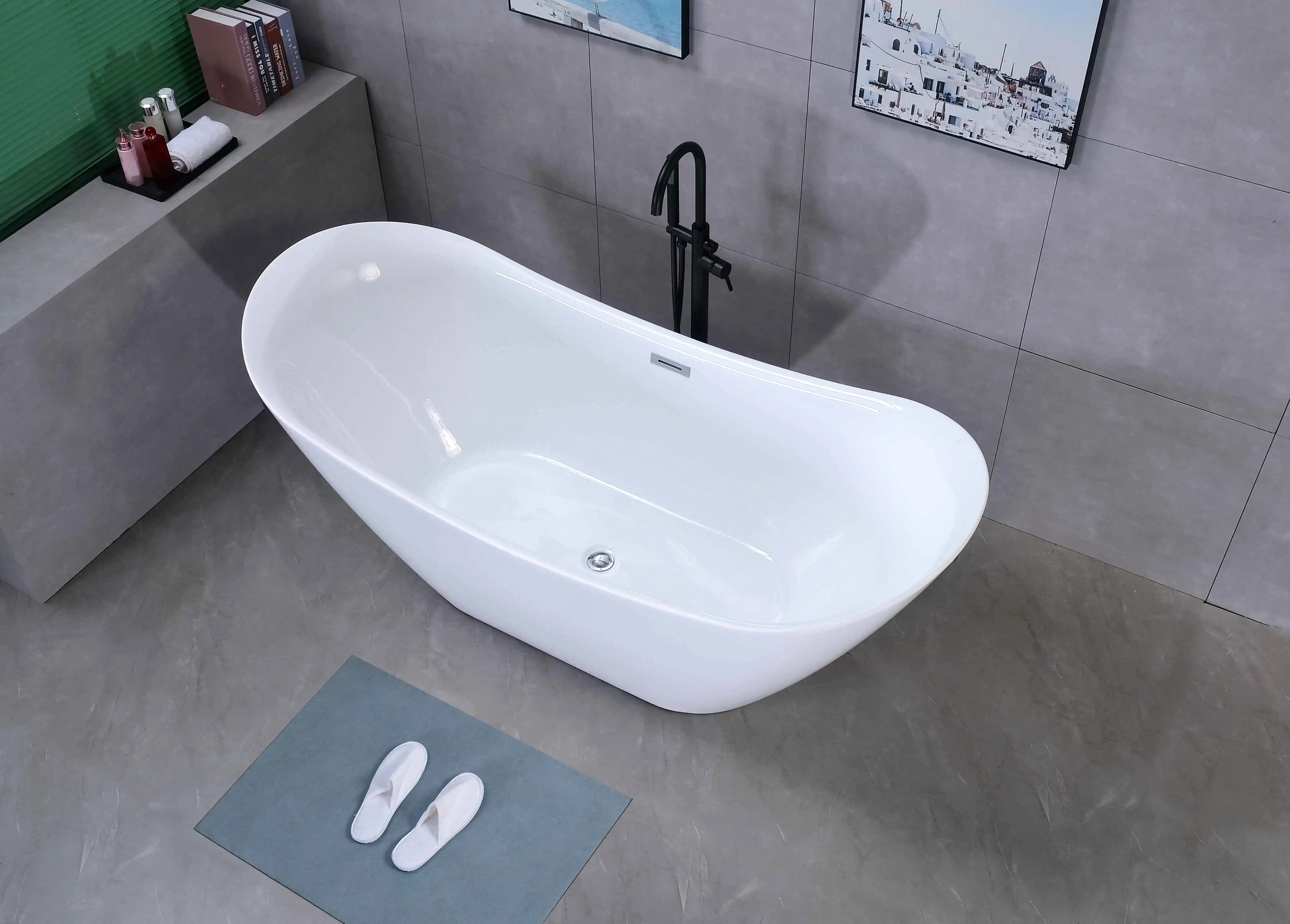 Acrylic Soaking Freestanding Bathtubs for Small Bathroom Free Standing Black Quartz Crystal Corner Round Luxury Bath Tub Price