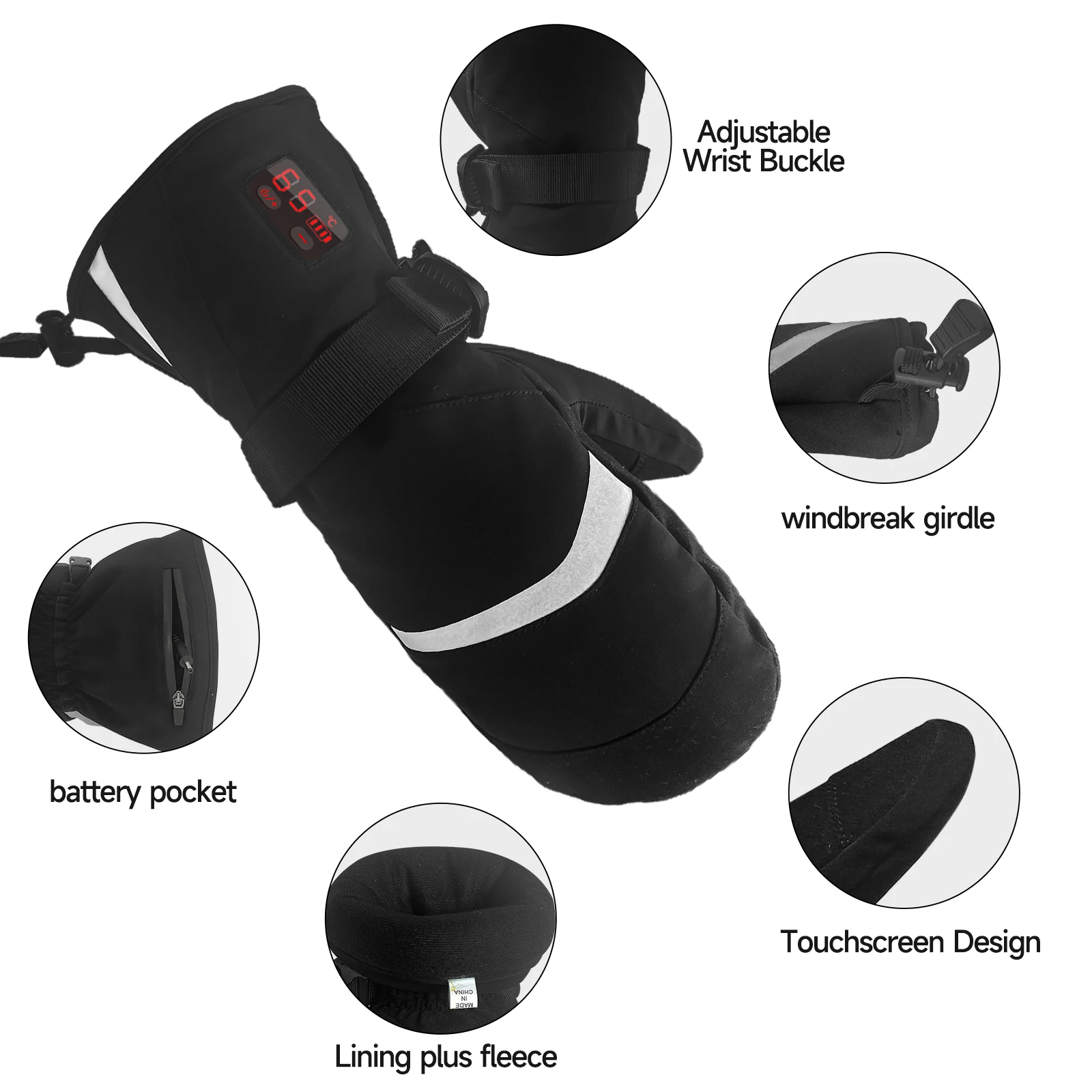 Unisex Smart Electrical Heated Winter  Rechargeable Battery Gloves Heating Fishing Ski Snow Mittens Heated Gloves