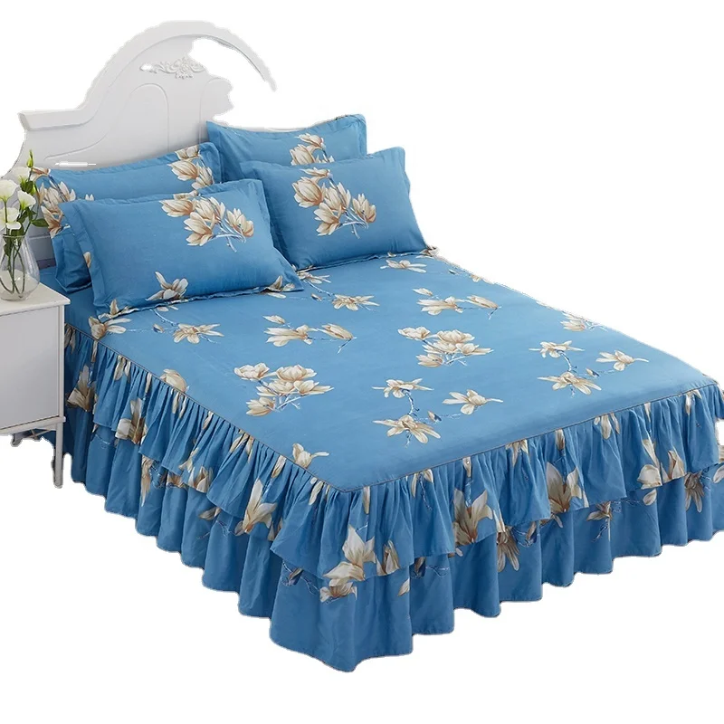 150cmx200cm 180cmx200cm 180cmx220cm 200cmx220cm Low MOQ Cheap Price Pink Cheery Fitted Bed Cover Skirt