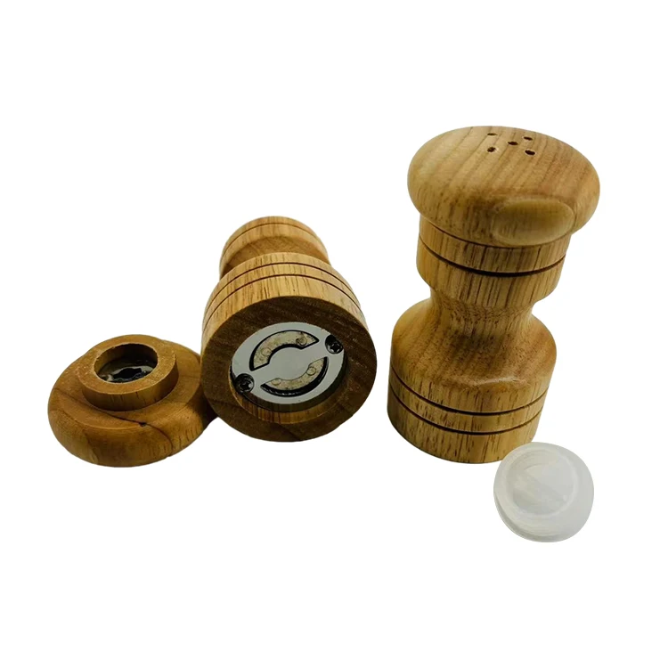 Wholesale Natural Color Wood manual pepper grinder Cooking Tools Salt and Pepper Mill set for Kitchen