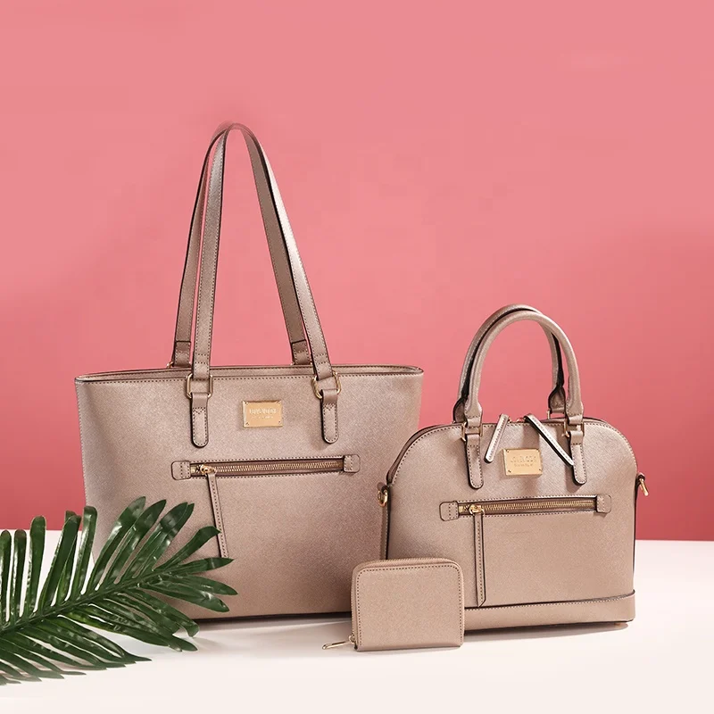 High quality wholesale custom logo 3 in 1 set crossbody bag popular PU leather ladies tote bags women shoulder handbag set