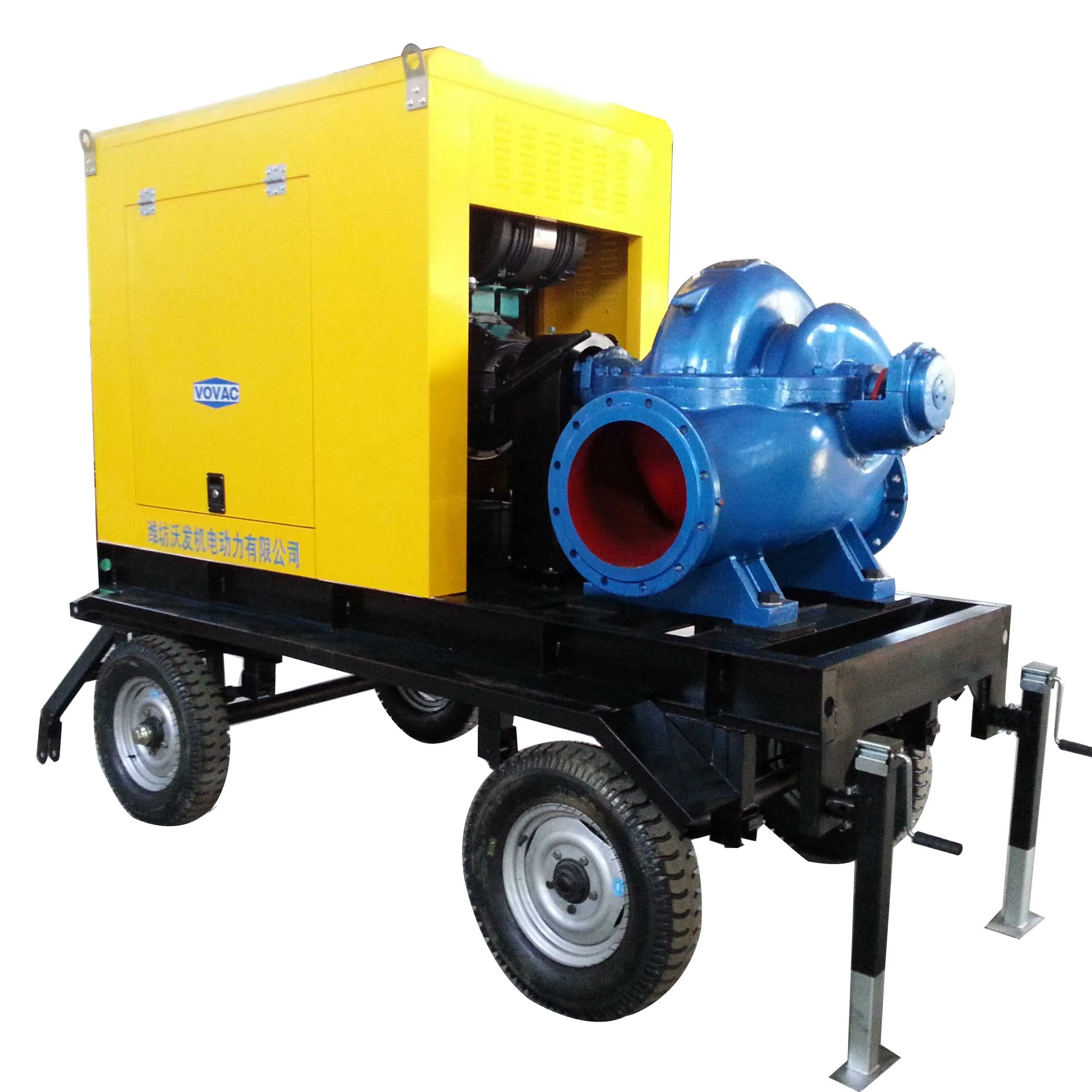 Pressure dewatering water centrifugal  14 inch Mobile Diesel engine double suction split pump with agriculture irrigation