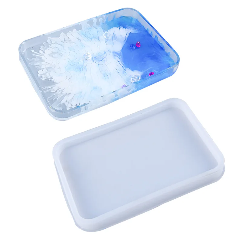 
shinny big size blank rectangle shape rolling tray silicone mold resin mould for resin craft diy 