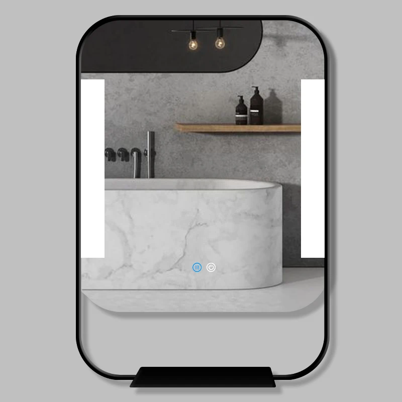 Fullkenlight modern retractable smart led bath mirrors luxury mirror metal frame bathroom mirrors with shelves