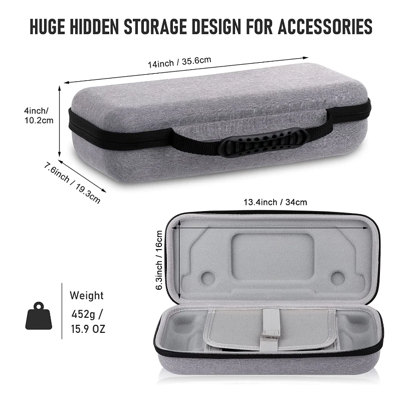 eva Carrying Case for Steam Deck Hard Shell Travel Bag, Larger Space Storage Handbag for Console
