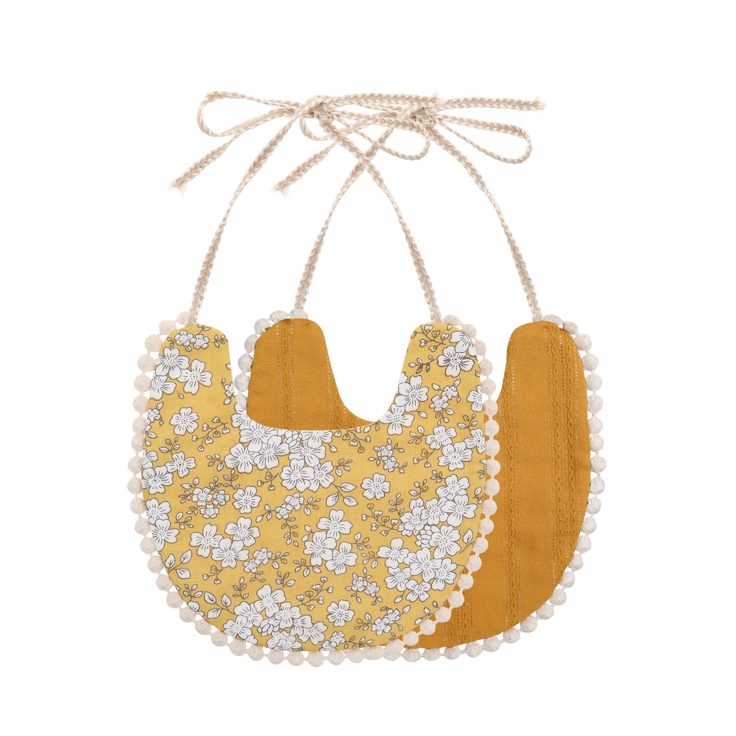 
Elinfant hot sell fashion print colorful soft hemp cotton washable baby bandana drool bibs baby bibs 