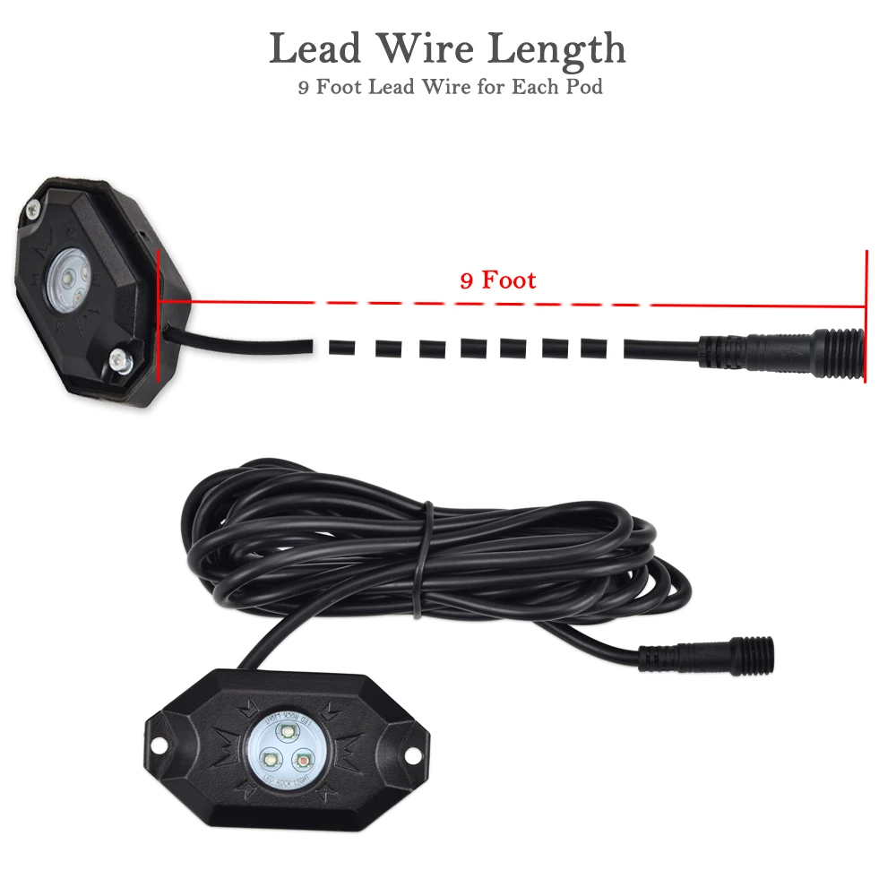 Bevinsee 8x LED APP Control Music 12V RGB Rock Lights For ATV UTV SNOWMOBILE SUV