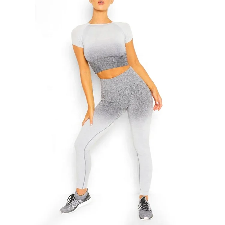 Женская спортивная одежда, темно-серый бесшовный спортивный топ с коротким рукавом для спортзала