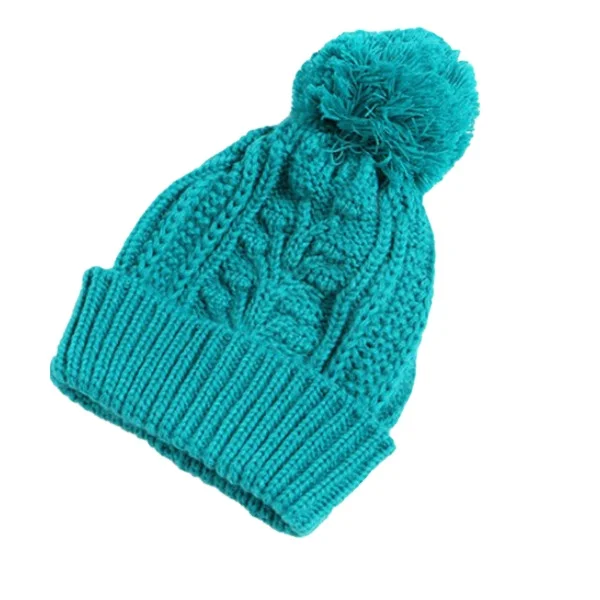 High Quality Lightweight Acrylic Jacquard Cable Knit Hat Faux Fur Custom Toque W/ Cuff Beanie Winter Hat