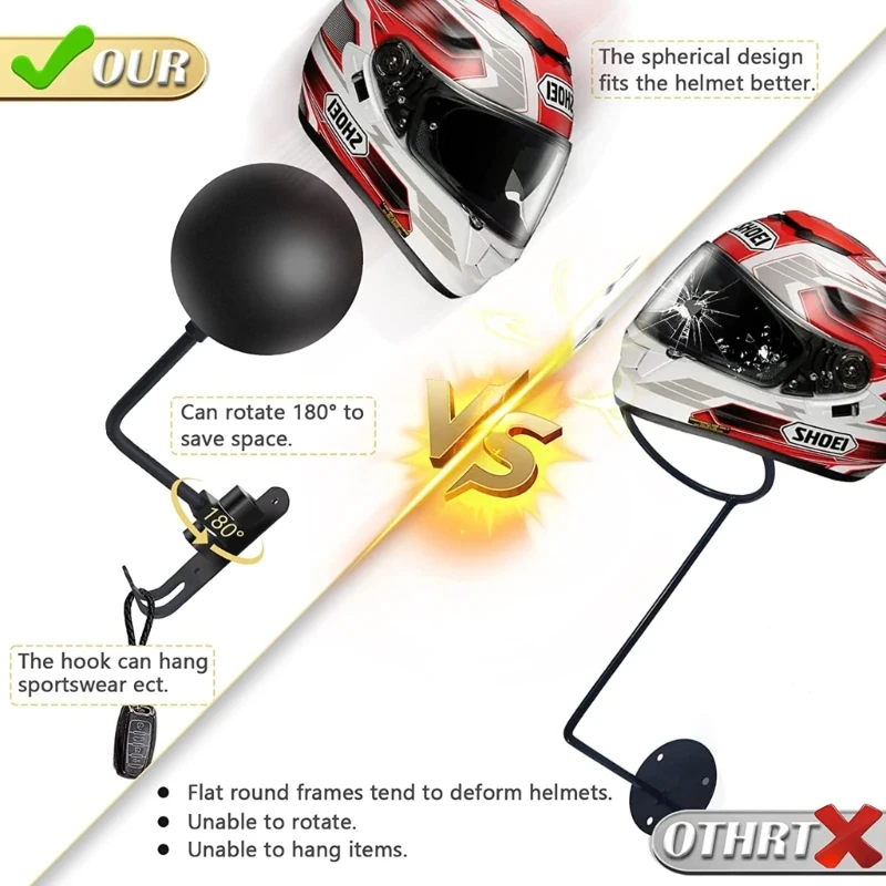 Wholesale Price Motorcycle Storage Rack Helmet Holder Helmet Display Rack Wall Mounted.jpg