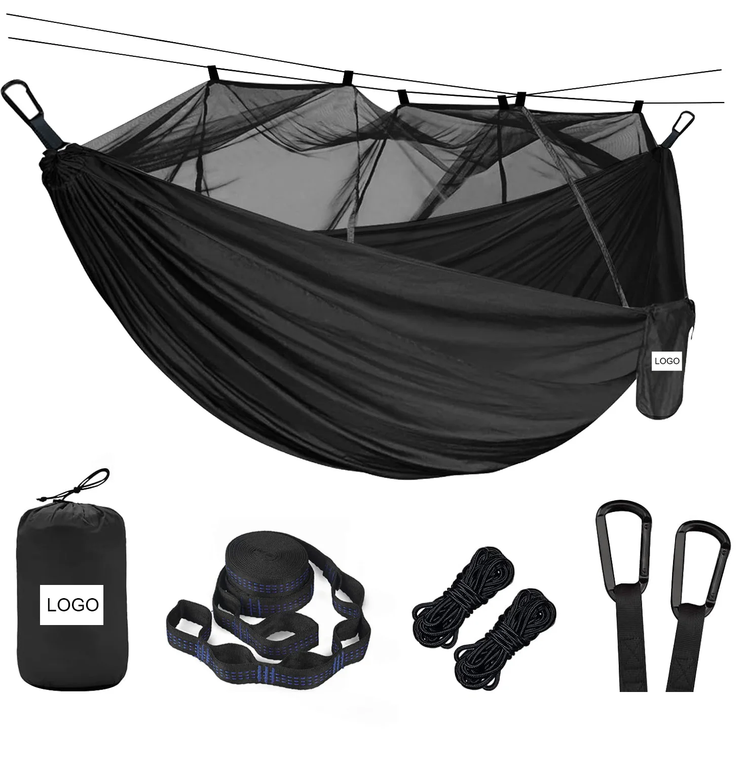Hot Selling Nylon Parachute Tree Belt Swing chair Bed Outdoor Hammocks Hammock With Mosquito Net For Camping Travel Hiking