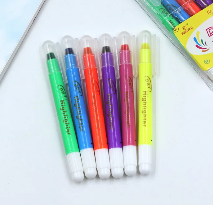 Gel highlighters solid wax highlighter stick twist solid accent pen bright neon fluorescent highlighter marker