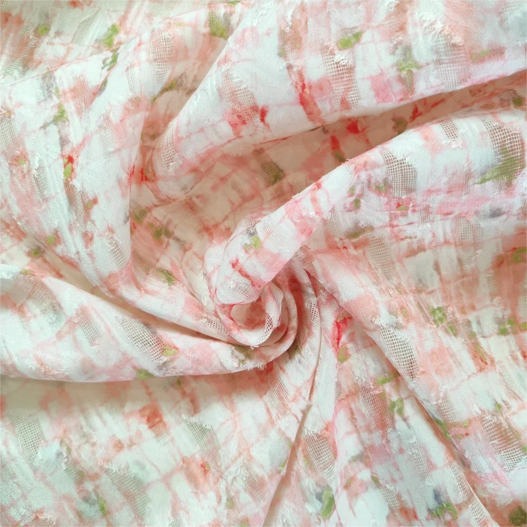 Abstract Oil Painting Style Cut Flower Fabric for Girls 100% Polyester Digital Printing for Dress Fabrics Ambience