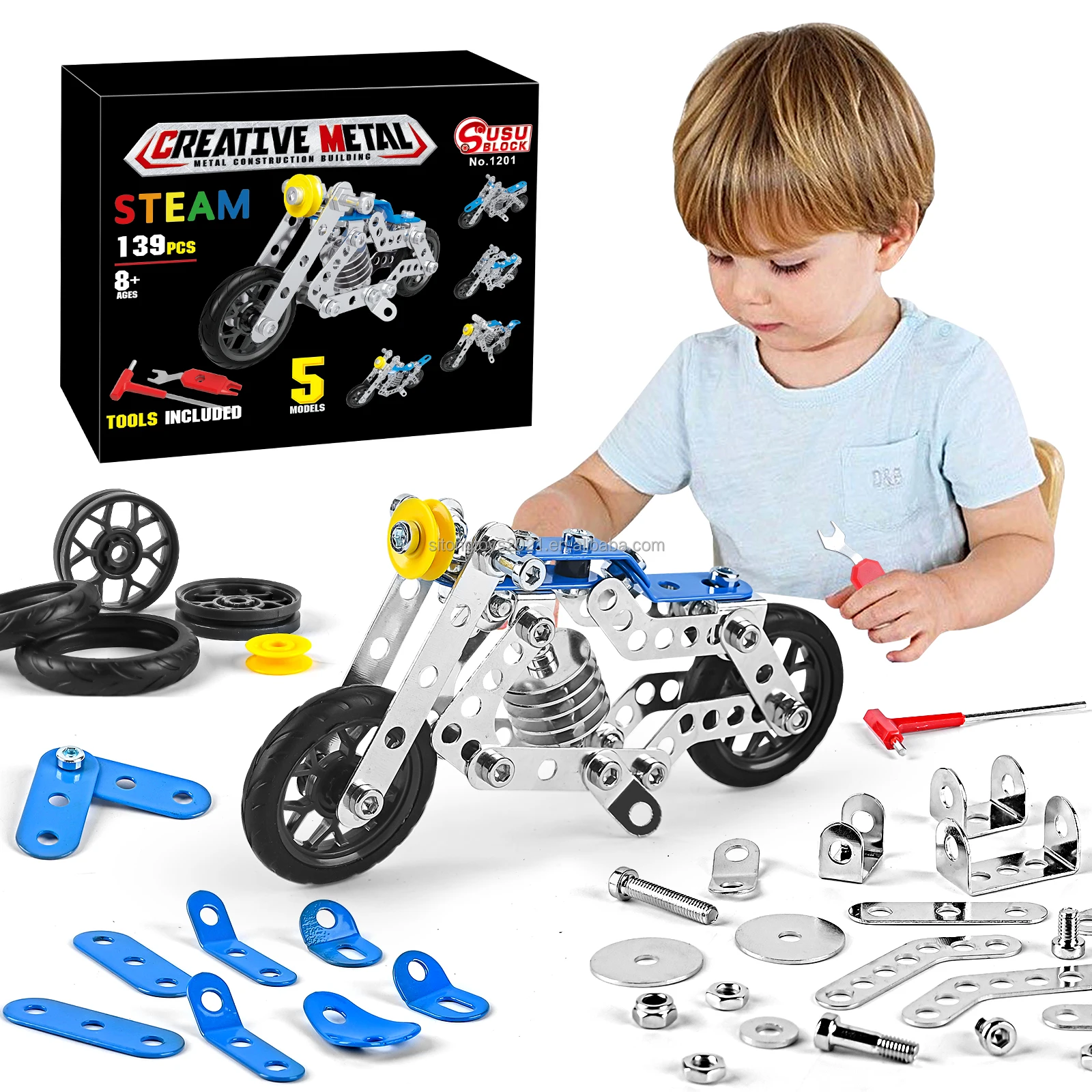Metal Engineering Vehicle Building Block Set Model Toy For Kids Educational DIY motorcycles Assembly Kits Toy Set
