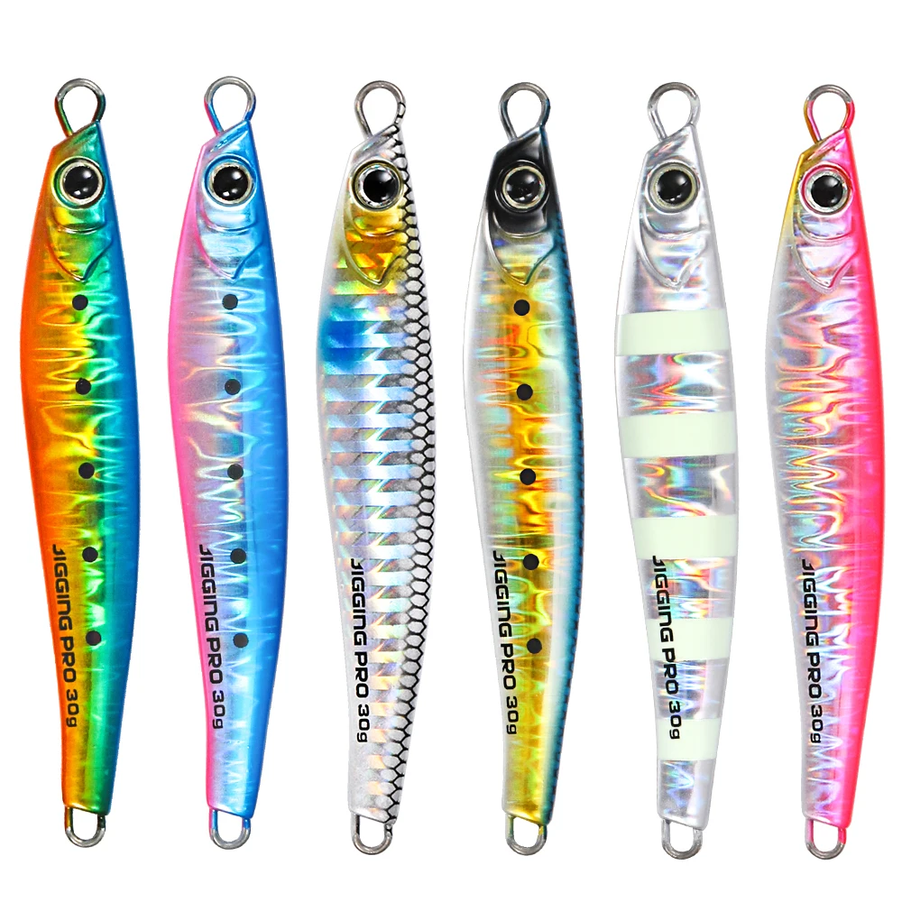 Jigging Pro 20g 30g 40g 60g Super Hard High Quality Material Sea Fishing Long Casting Metal Jig Lures  For Saltwater