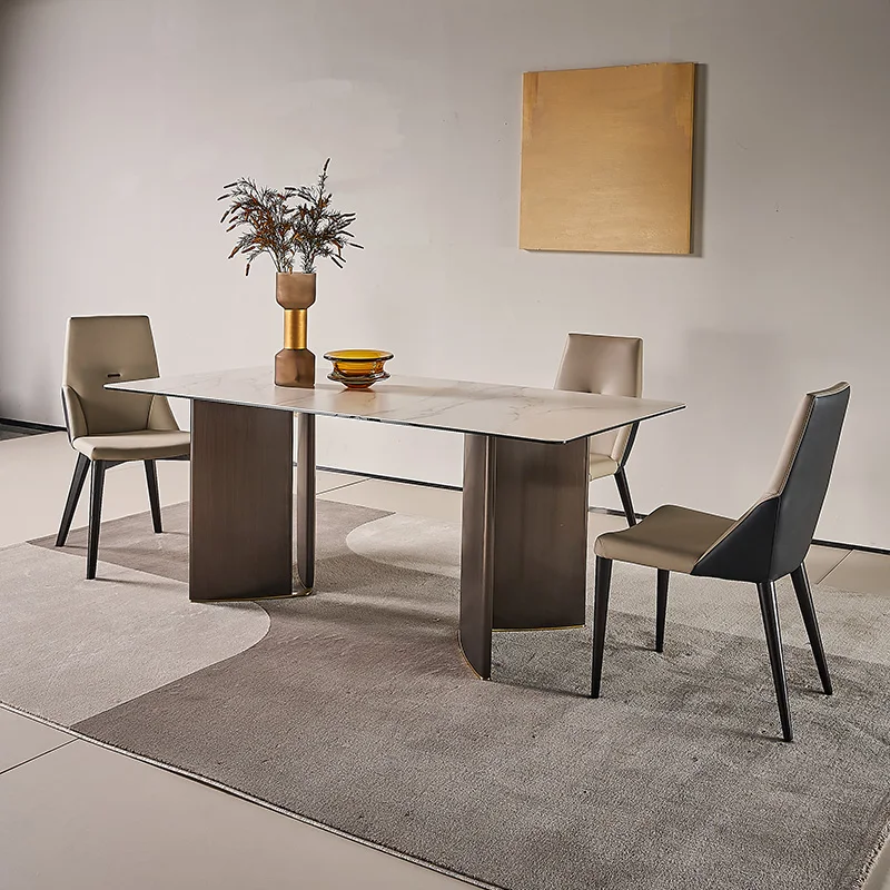 Hot wholesale slate top dining room sets 8 chairs table restaurant furniture luxury dining tables and chairs set for home