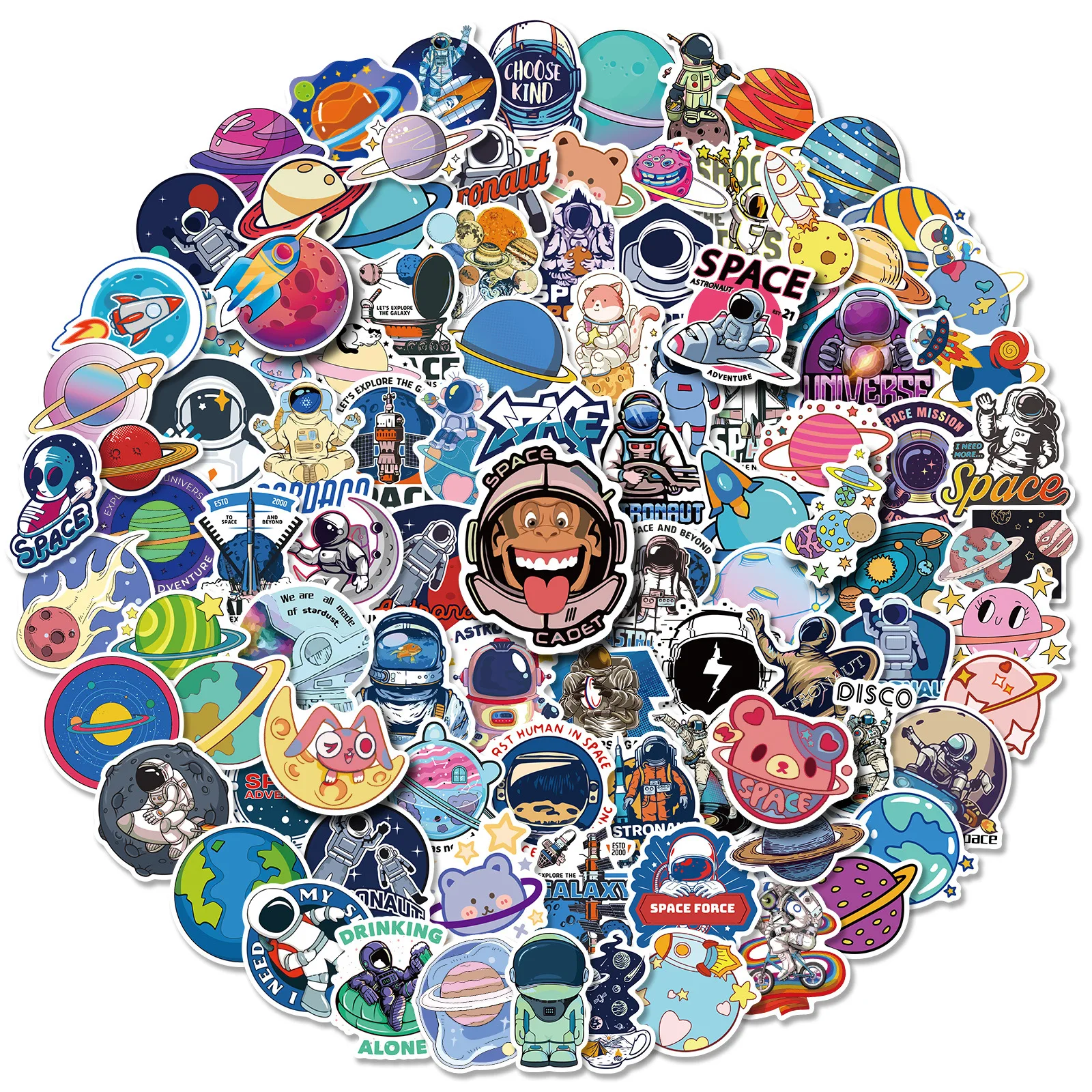 100Pcs Outer Space Graffiti Sticker Astronaut For Luggage Motorcycle Laptop Refrigerator Toy Car Spaceman Pvc Waterproof Sticker