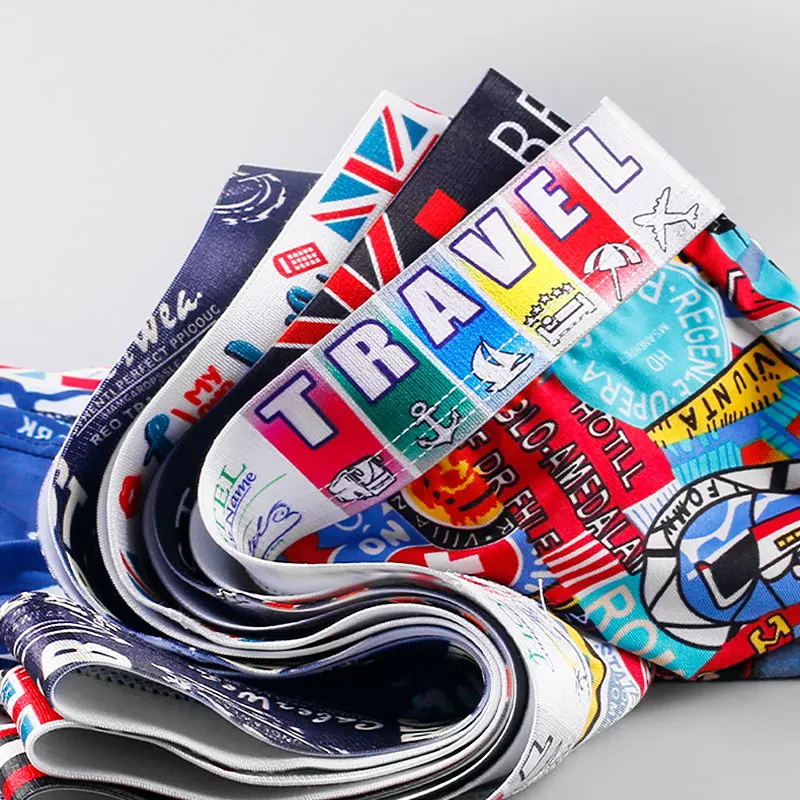 Недорогие дышащие мужские боксеры из полиэстера, сексуальное мужское нижнее белье с принтом, мужское нижнее белье из ледяного шелка