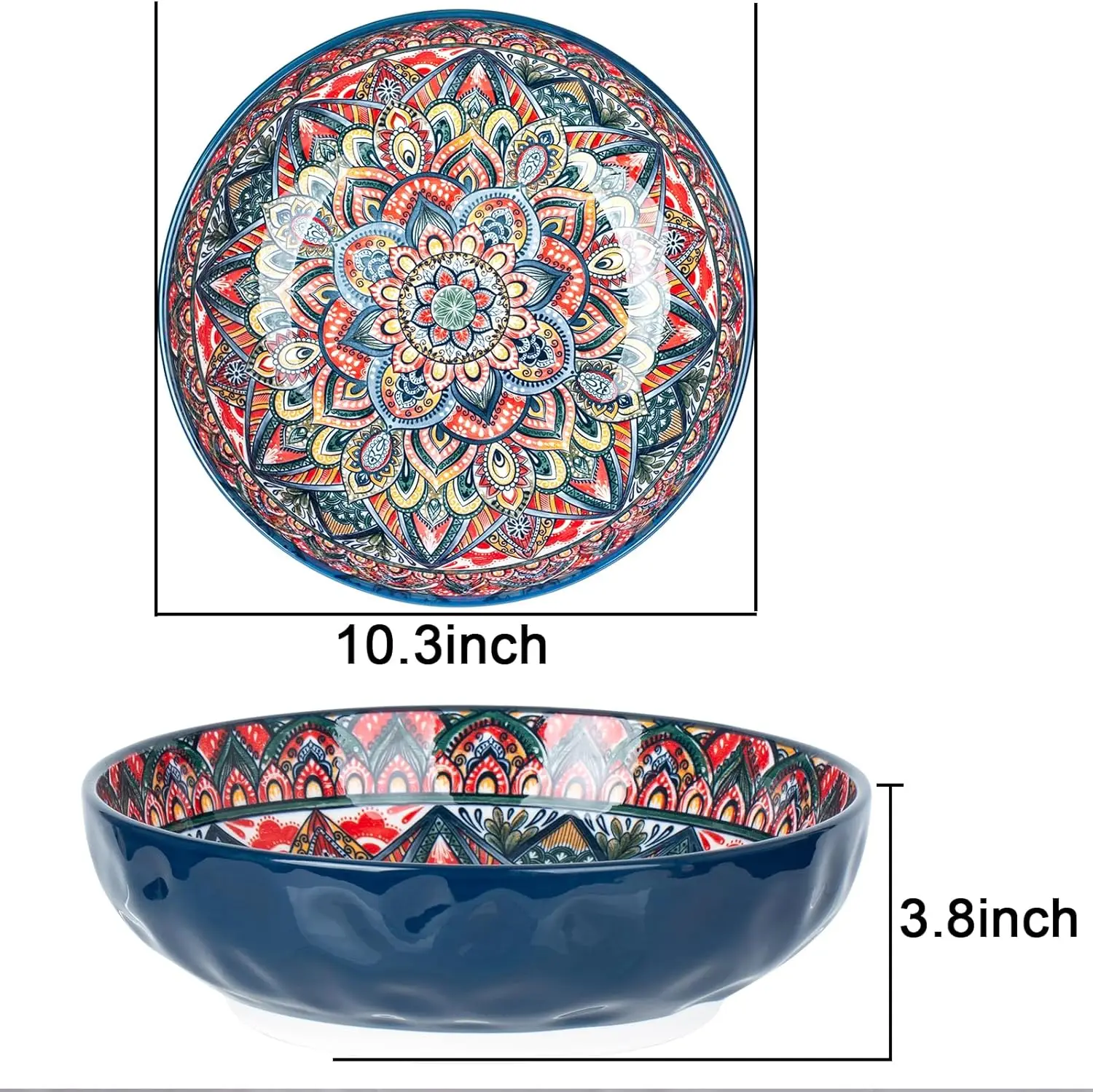 Wholesale assorted patterns bohemia style factory price 10 inch restaurant supply salad noodles ceramic deep dinner plates