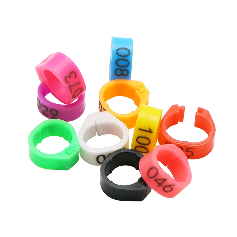 Plastic Bird Leg Foot Bands 8*5mm Pigeon Parrot Clip Rings with Number 1-100 Finch Canary Poultry Foot Rings