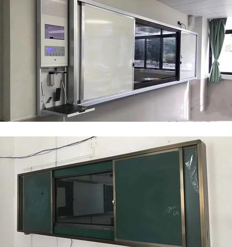 Custom Push-pull Green board  Aluminum Frame Magnetic Classroom Writing Blackboard Sliding Teaching Whiteboard For School
