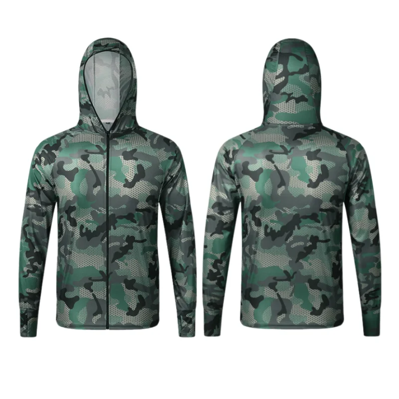 Breathable sublimated 4-way stretch long sleeve pullover fishing jersey custom quick dry upf 50 fishing zip hoodie