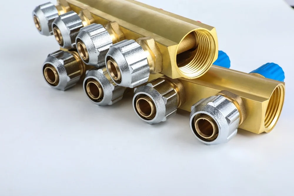 PERT Pipe Heating Manifolds Brass Manifold Fitting For Underfloor Heating System