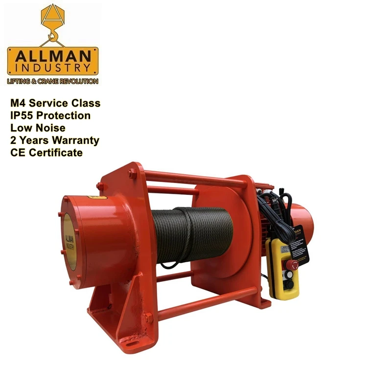 ALLMAN New Design AME Series M4 Duty 500kg 1Ton  2 Ton 3 Ton 5 Ton Industrial Electric Power Winch for Sale